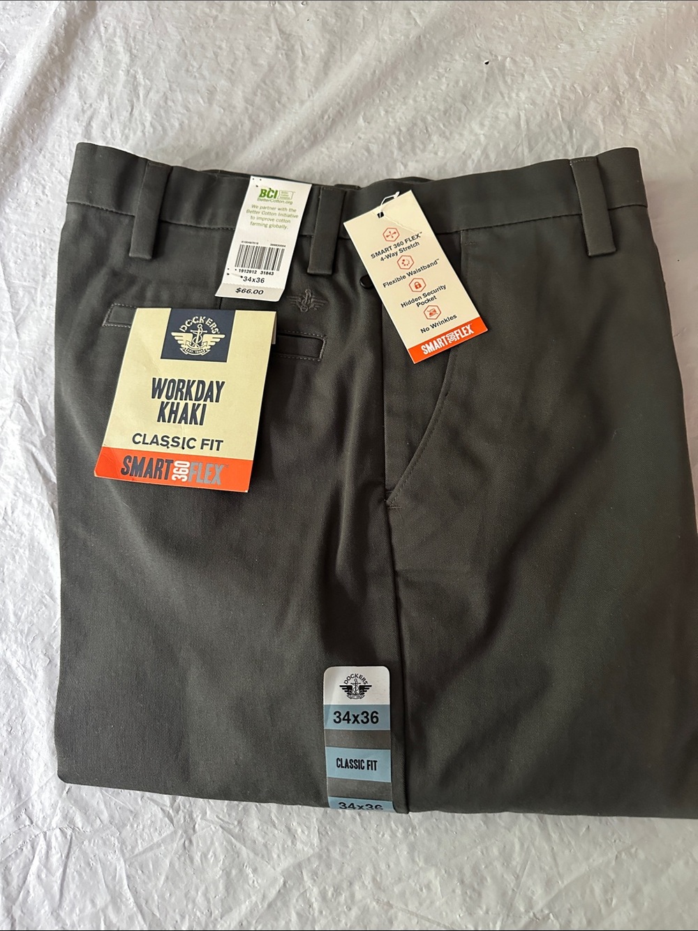 Dockers Workday Khaki Classic Fit Men's Pants- Grey